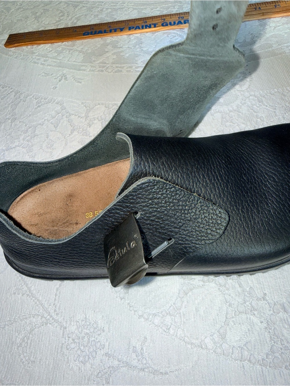 Betula by Birkenstock Black Leather Clog Mules Size 38 US L7 M5 Made in Germany - Picture 6 of 11